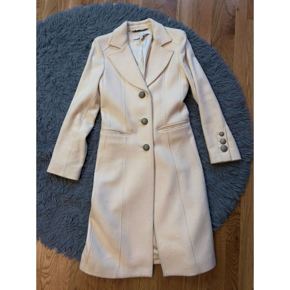 Laundry Shelli Segal Milk White Wool Cashmere Long Coat Size 6